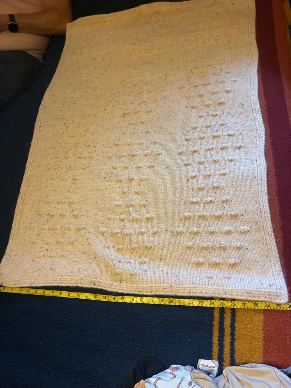 Emily & Meritt for pottery barn Cream Bobble Knit Baby Blanket
